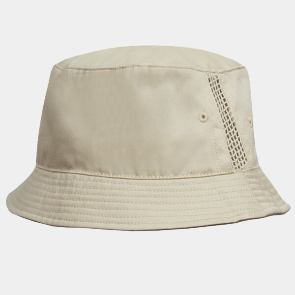 Deluxe washed cotton bucket hat with side mesh panels Thumbnail